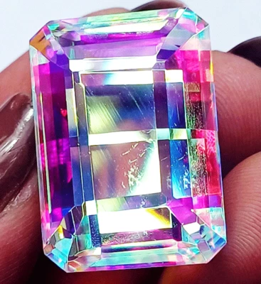 Zertifiziert Mystic Quarz Regenbogen Farbe 72.15 Karat Lose Edelsteine Smaragd - Bild 1 von 4