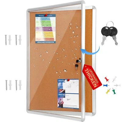 6"x24" Enclosed Cork Bulletin Board Tamper-Proof Dispaly Case, Aluminium Frame, - Image 1 of 4