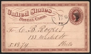 P2? UNITED STATES OF AMERICA 1c cent US postal card posted in 1874 - Picture 1 of 2
