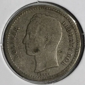 1945 Venezuela 1/2 Bolivar - Very Good (VG) Y#21a - 83.5% Silver - 4968 - Picture 1 of 5