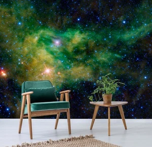 3D Grün Farbe Sterne Himmel 005 Tapete Wandbild Wallpaper UK Jenny - Bild 1 von 6