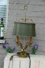 French vintage empire Bronze swan arms Metal bouillotte Shade Table lamp