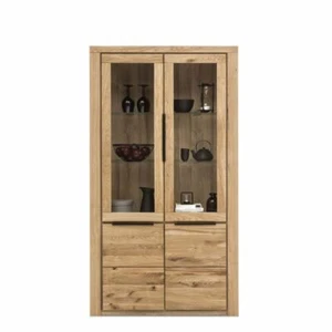 Vitrine GRETA Standvitrine Schrank 199 cm hoch Eiche geölt Teilmassiv NEU/OVP - Bild 1 von 6