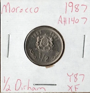 Moneda Marruecos 1/2 Dirham 1987 Y87 - Imagen 1 de 1