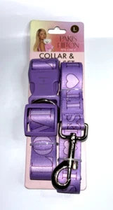 Paris Hilton Adjustable Collar & Leash Set Size Large in Purple - Picture 1 of 3