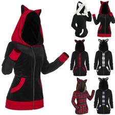 Womens Cat Ear Hoodie Sweatshirt Hooded Sweater Jumper Casual Pullover Jacket