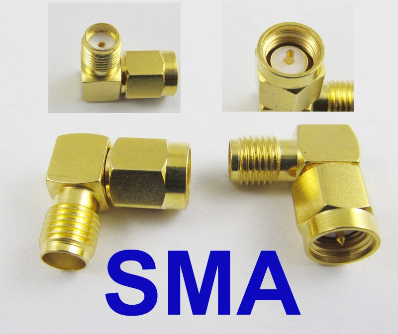 100x SMA Male Plug to SMA Female Jack Right Angle 90 Degree RF Connector Adapter - Image 1 of 1