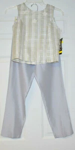 Jump Kinder Zweiteiler Oberteil Hose grau gelb weiß Blumen Perlen Größe 12 - Bild 1 von 12