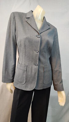 Jaqueta Blazer Express Cinza Longa Slv 3 Botões Entalhe Feminina Tamanho 7/8 MÉDIA - Imagem 1 de 4