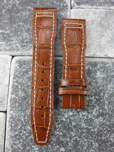 New 21mm Grain Leather Strap Brown Watch Band for IWC Pilot Top Gun White x1 - Picture 1 of 5