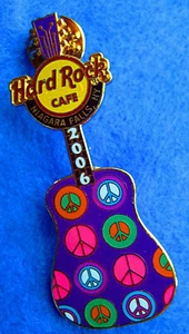 NIAGARA FALLS NY PEACE GUITAR 2006 CND ANTI NUKES SYMBOLS Hard Rock Cafe PIN LE - Picture 1 of 1