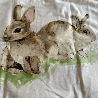 Pottery Barn Pasture Bunny Rabbit Pillow Cover Linen Blend Kids Farmhouse Decor - Image 1 of 4