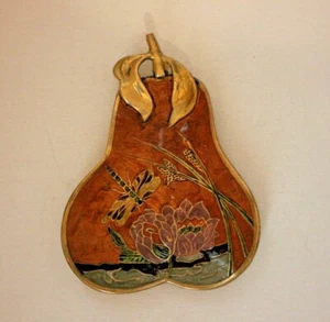 Cuenco pera latón 400 g macizo 19,5 cm plato cuenco esmalte antiguo vintage - Imagen 1 de 4