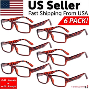 Reading Glasses Mens Womens Readers 6 PACK Square Frame Unisex Style Specs NEW! - Picture 1 of 16