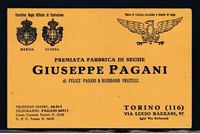 Biglietto Commerciale Torino Fabbrica di Seghe Pagani  KY1882