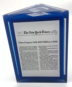 Unique Vintage 1995 NEW YORK TIMES Business Financial Acrylic Paperweight - Picture 1 of 7