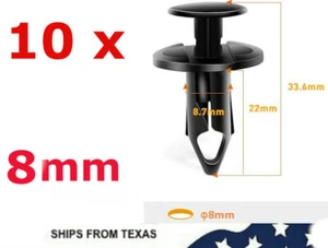 🚗 10pc 8mm Bumper Clips Auto Car Hole Plastic Rivets Fastener Fender Push Pin - Bild 1 von 9