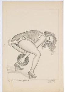 Movie Humor 1939 Pin up magazine Pulp cover preliminary Cardwell Higgins - Picture 1 of 2