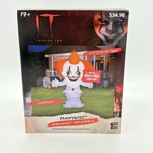 Pennywise Clown IT Chapter 2 - 5ft Airblown Inflatable Light Up Halloween Decor - Picture 1 of 8
