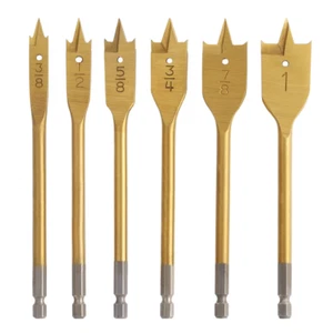 Spade Drill Bit Set - Paddle Flat Bits, 6-Pieces, 3/8\"-1\" - Picture 1 of 12