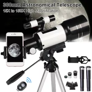 Telescope 300MM Astronomical 150X With Phone Adapter Barlow Lens For Kids Gift - Picture 1 of 12