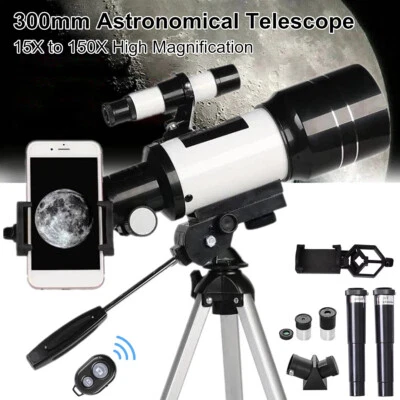 Telescope 300MM Astronomical 150X With Phone Adapter Barlow Lens For Kids Gift - Image 1 of 4
