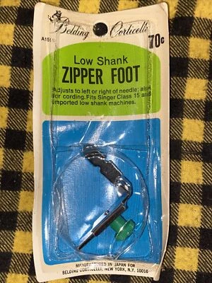 Low Shank Adjustable Zipper Cording Foot Fits Singer Class 15 Sewing Machine - Image 1 of 2
