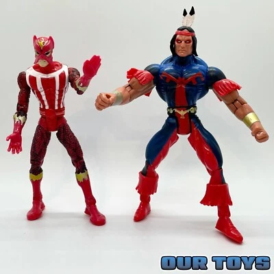 💥 Toybiz•Marcel Comics 🗯 TAMAÑO GIGANTE ❌-MEN: WARPATH & SUNFIRE 🗯Figuras (1998) Foto 1 de 4