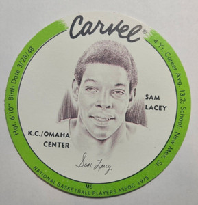 1975-76 Carvel Discs Basketball #12B SAM LACEY (Green Border) Kings