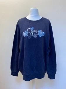 Snowflake Sweatshirt Womens Size 2XL Blue Holiday Editions - Picture 1 of 24
