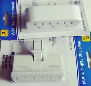 Electrical Extension Outlet Plug Taps White, Select: Fixed or Swivel - Picture 1 of 5