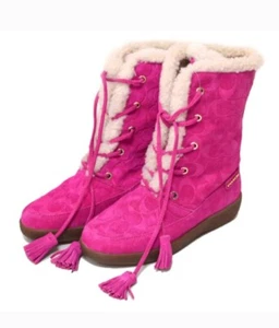 Coach Women's ' Tuesday ' Suede Winter Boot In Pink SZ 7B - Picture 1 of 17