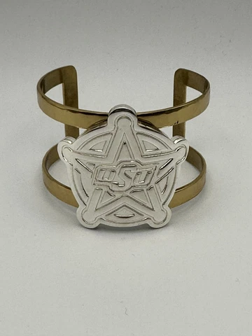 Rustic Cuff Oklahoma State Cowboys OSU Badge Silver & Gold Cuff Bracelet Cover