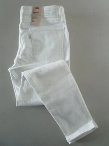 LEVI'S 711 WOMEN'S SKINNY FIT ANKLE RIPPED STRETCH JEANS WHITE SIZE 2/W26 28X26 - Picture 1 of 12