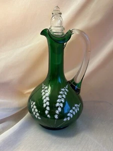 Art Deco Hand Blown Mary Gregory Lily of the Valley Jug - Picture 1 of 6