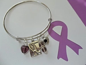 PANCREATIC CANCER /LUPUS AWARENESS CHARM BANGLE BRACELET - Picture 1 of 4