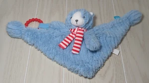 Manhattan Toy blue ribbed teddy bear baby security blanket red scarf teether - Picture 1 of 13
