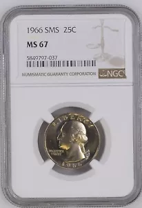 1966 NGC SMS MS67 Washington Quarter - Price Guide $30 - Picture 1 of 2