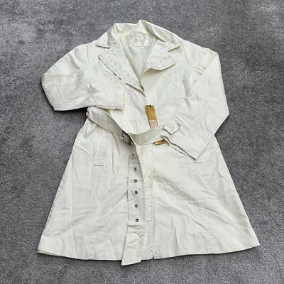 Chaqueta gabardina Yoki Collection para mujer mediana blanca abotonada nueva con etiquetas Foto 1 de 4