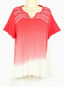 rxb Top Women Size L Orange White Short Sleeve Tie Dye Blouse - Picture 1 of 12