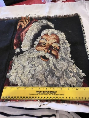 13x15 Vintage Tapestry Upholstery Fabric Christmas Santa Claus Panel or runner? - Image 1 of 4
