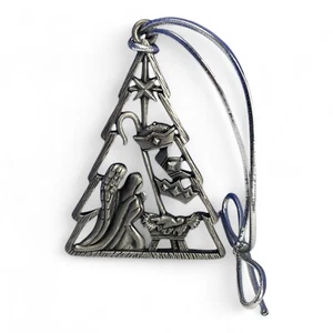 Pewter Nativity Christmas Ornament Baby Jesus 3” Marked CTA Tree Star Crown - Picture 1 of 3
