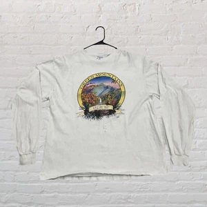 VTG Vermont Sweater Adult XL White Green Thrashed Green Mountain Mens 1990 90s - Picture 1 of 6