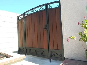 Order Your Custom Made Wrought Iron Wood Steel Pedestrian Entry Gate GardenDoor - Picture 1 of 15