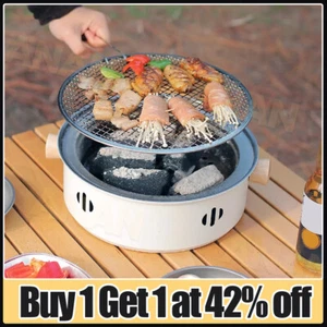 BBQ Charcoal Grill with Grill Net Compact Tabletop BBQ Grill for Camping Picnic - Picture 1 of 19