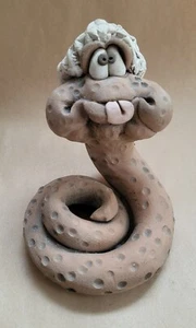 Snake In Bonnet Fun Expression Handmade Garden Decor - Picture 1 of 6