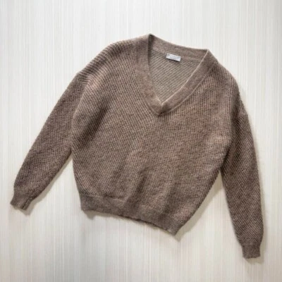 Brunello Cucinelli 女式羊绒马海毛针织毛衣 M 码意大利制造 — 第 1/4 张图片