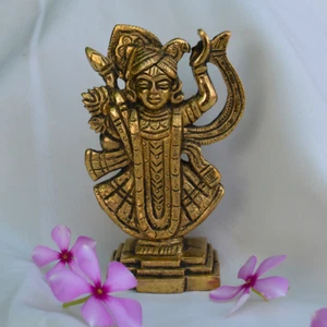 Estatua de latón Shreenath ji Krishna, 4 pulgadas latón fino Dwarikadhish Shrinath ji - Imagen 1 de 6