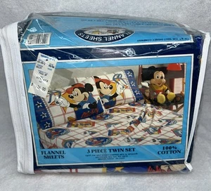 Juego de sábanas de franela vintage DISNEY por Franco DOBLE 3 piezas Mickey Mouse Nuevo de Lote Antiguo - Imagen 1 de 7