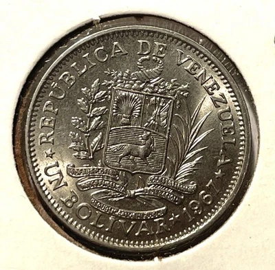 VENEZUELA  1967 ONE (1) BOLIVAR COIN - Image 1 of 2